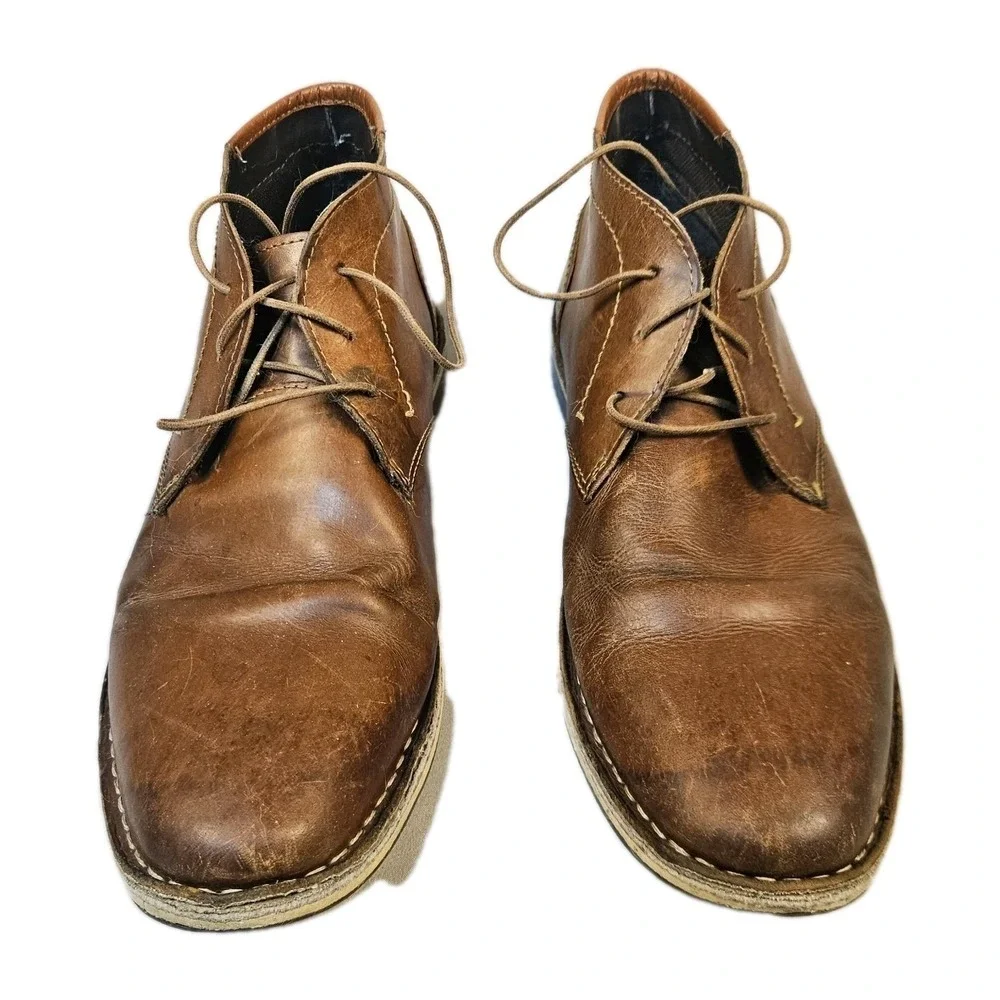 Steve Madden Harken Chukka Boots Mens 10.5 Cognac Brown Leather‎ Casual Boots